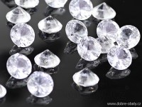 Plastové broušené diamanty ČIRÉ 20 mm, 10 ks 